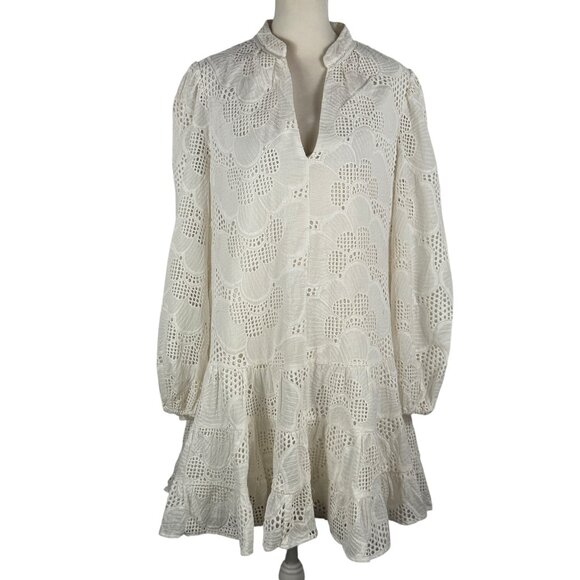 Milly Margaret Eyelet Cotton Dress in Ivory Size 8 - Picture 1 of 12